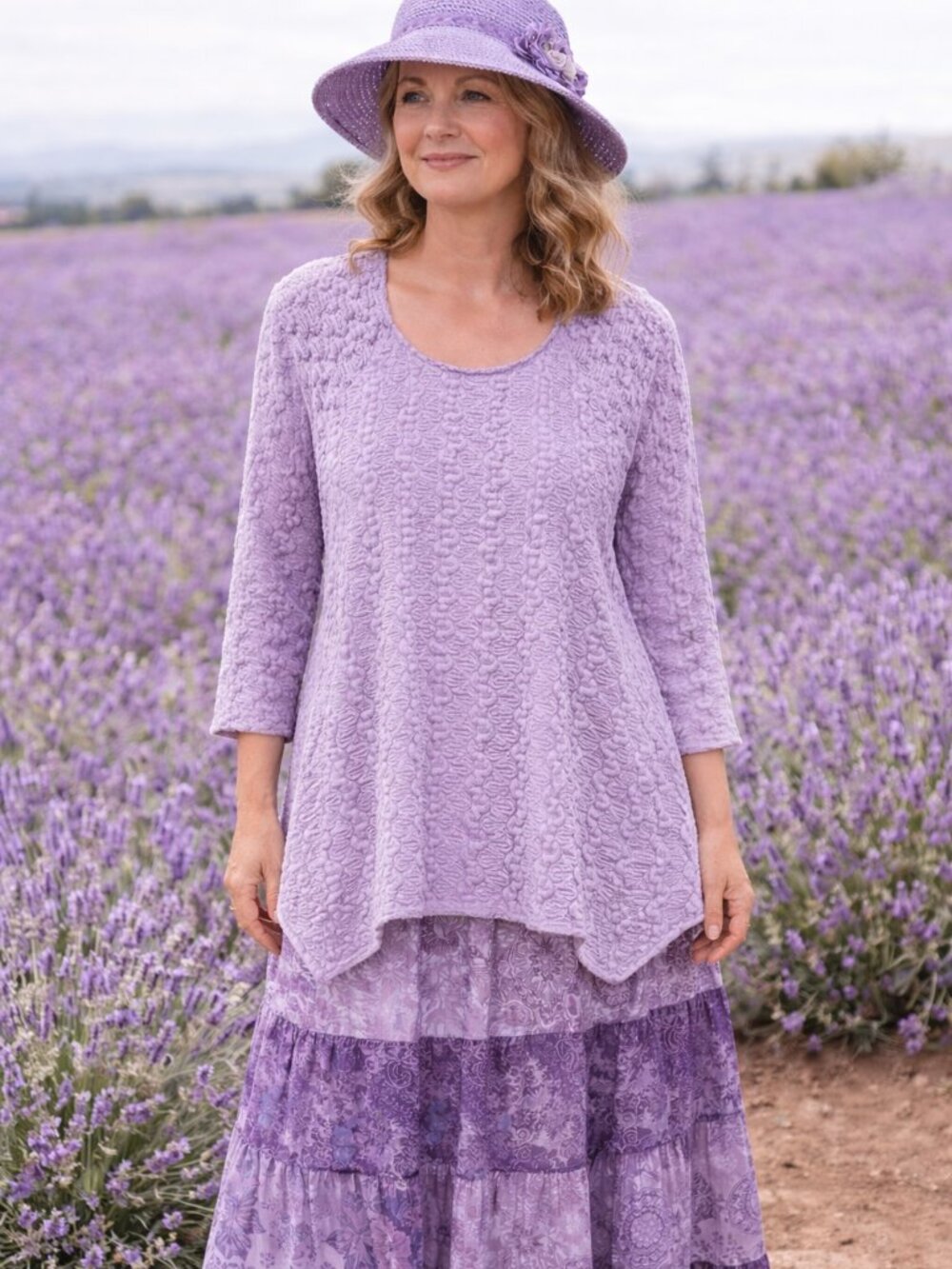indigo soul Lavender Scoop Neck Top